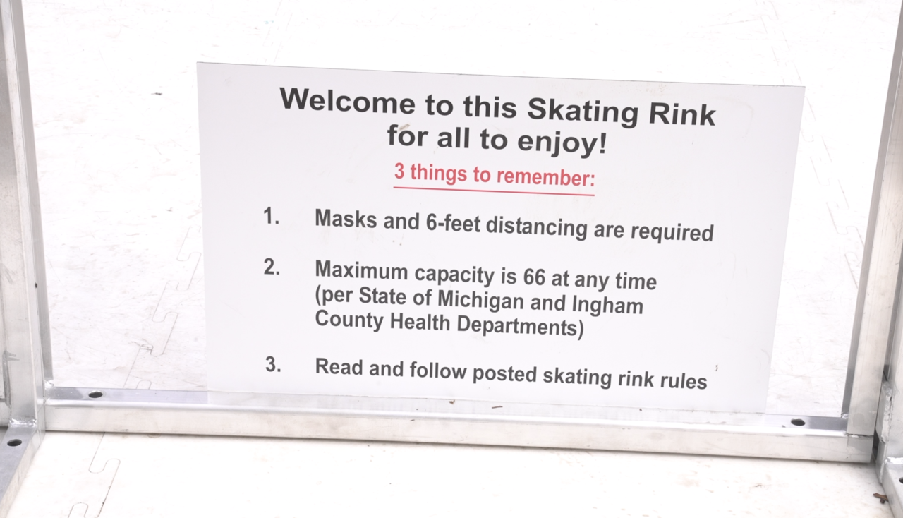 Some rules at the skating rink outside of Lansing city hall