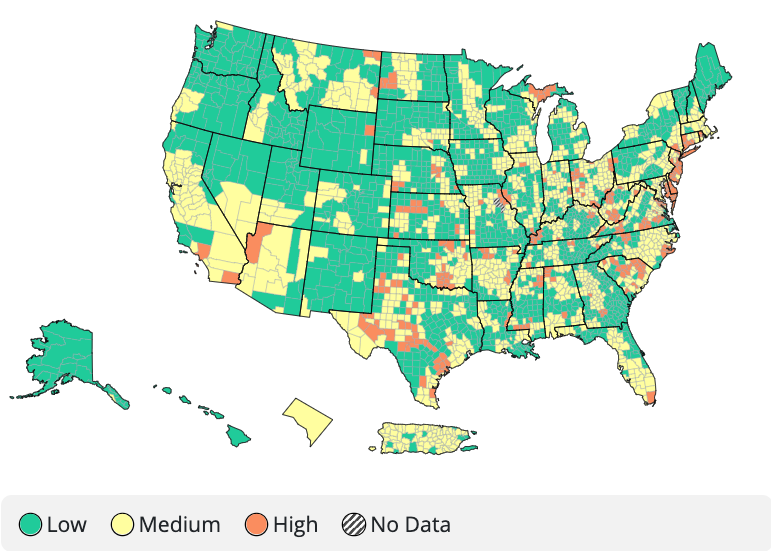 COVID-19 Community Levels calculated on Dec. 29, 2022.