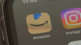 Amazon app appears on a phone.