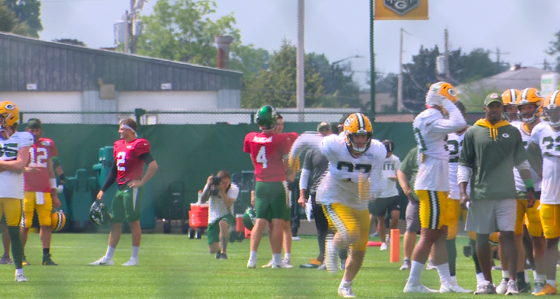 Jets quarterback James Morgan practices alongside the Packers, his home team