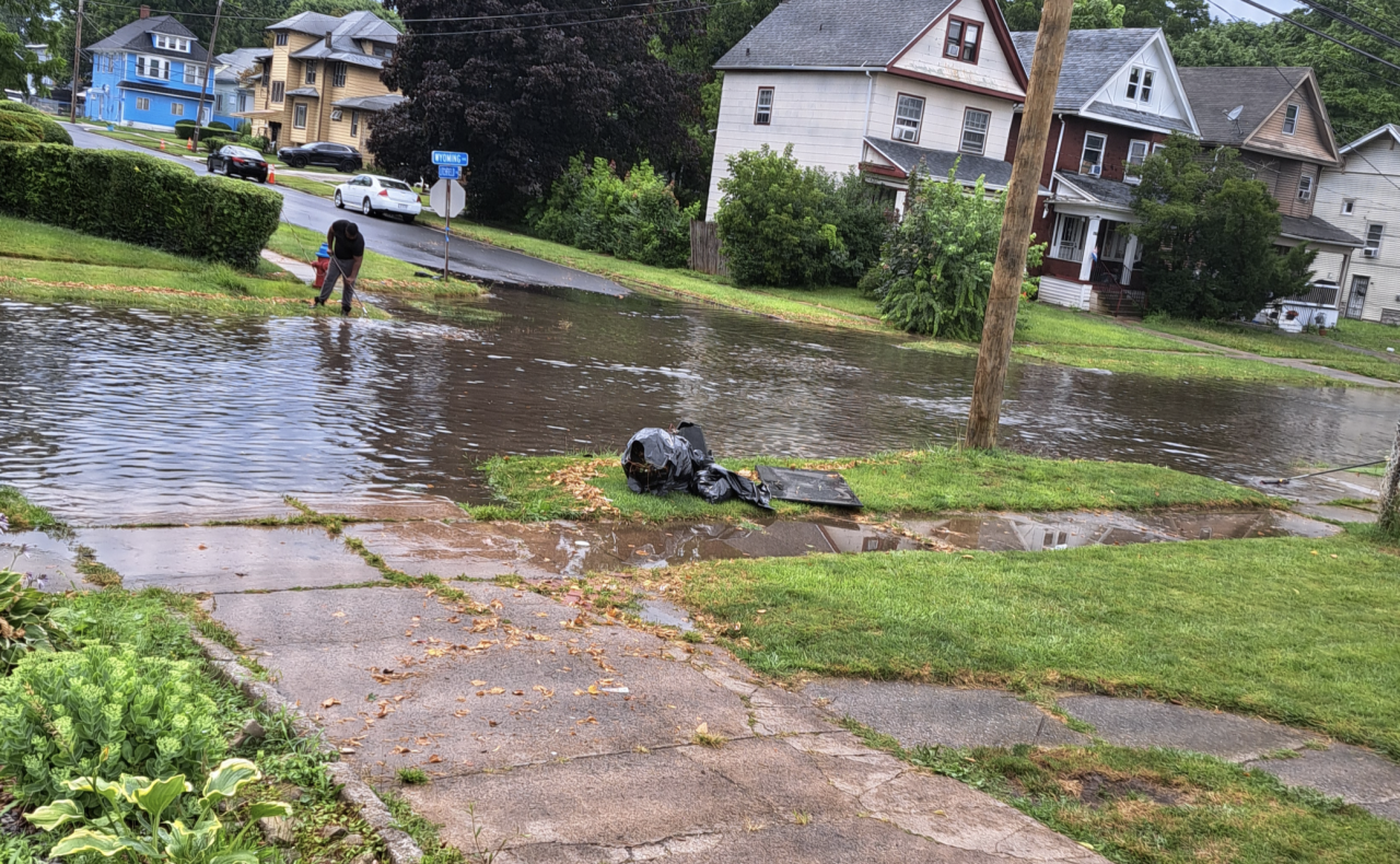 Flooding outside Betty Gray's home
