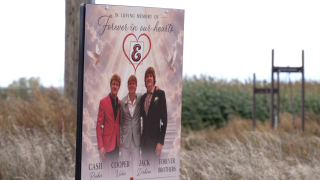 A memorial has been set up at the site of the crash that killed three students in Eaton.