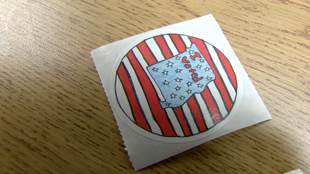 Genevieve Raasch's "I Voted" Sticker design