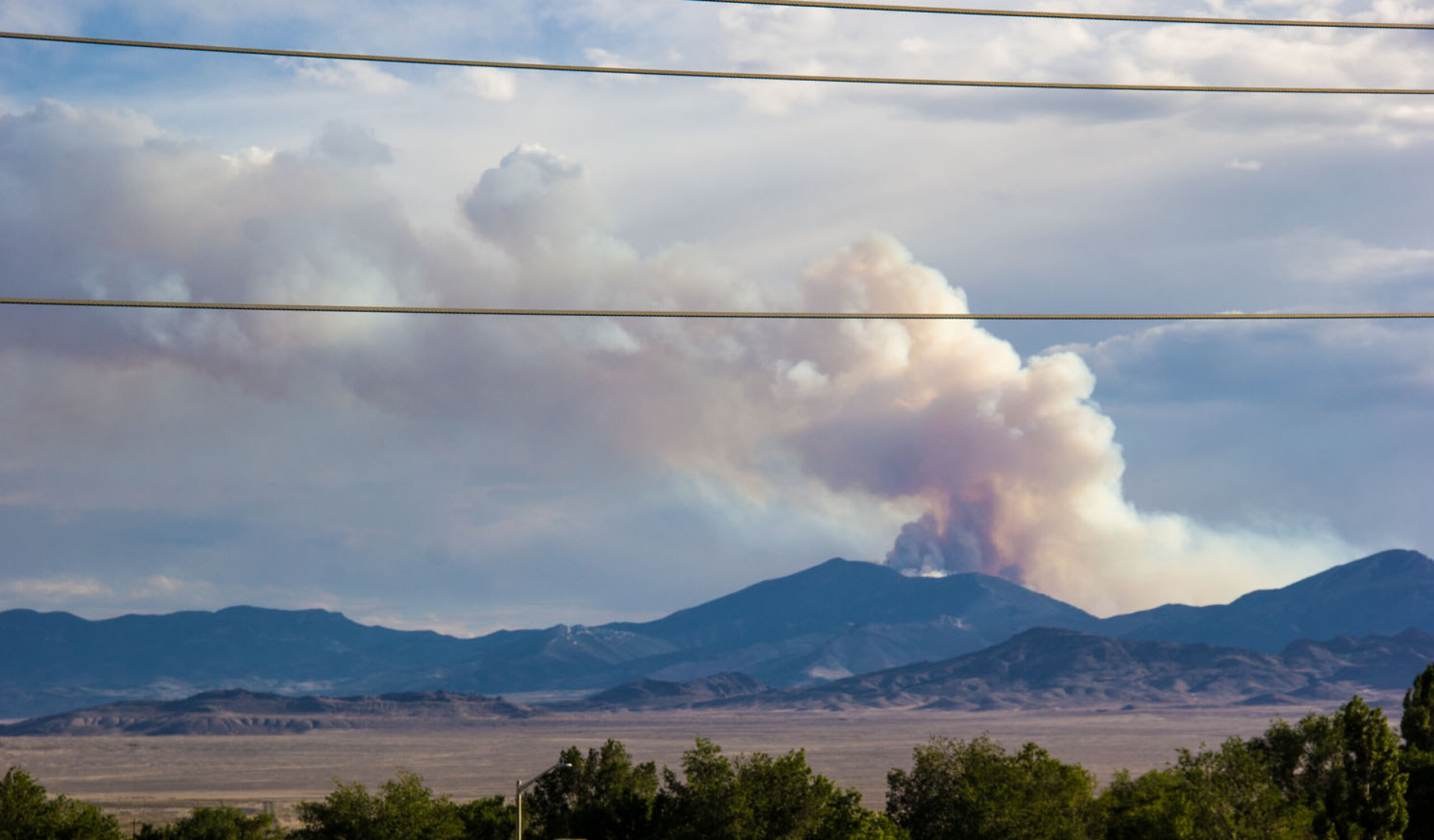 Wildfire burning in eastern Nevada mountains