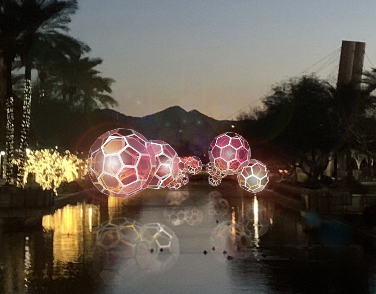 Night rendering of what the artwork will look like when it’s installed for the Canal Convergence in November.