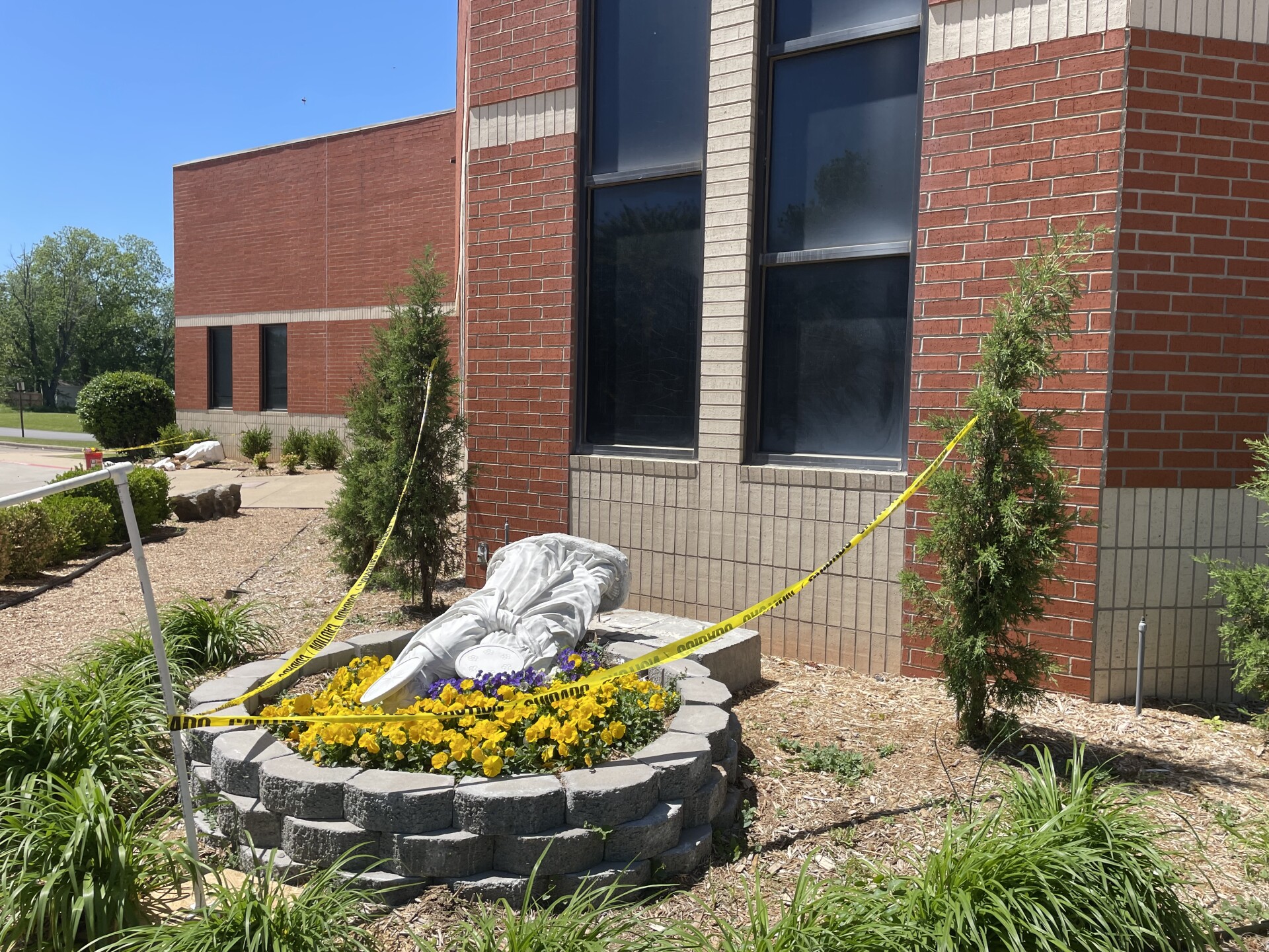 PHOTO: Holy Family statue knocked over at Muskogee church