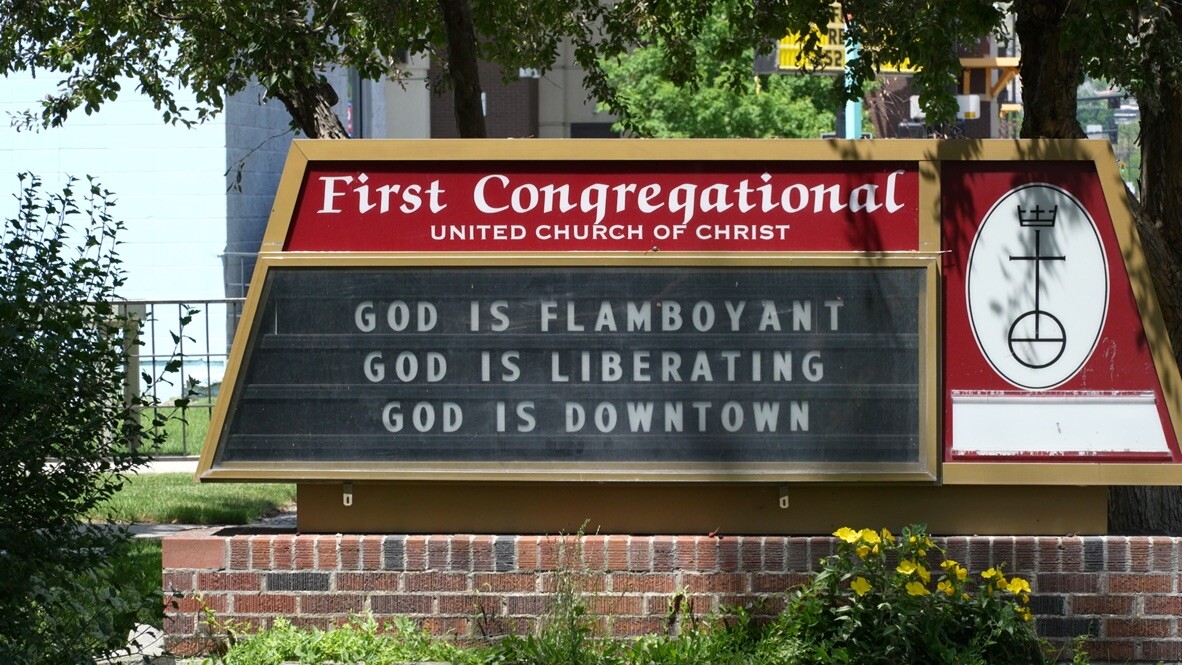 First Congregational sign
