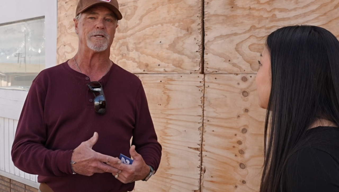 Raquel interviewing Todd Seipel, a Taft resident