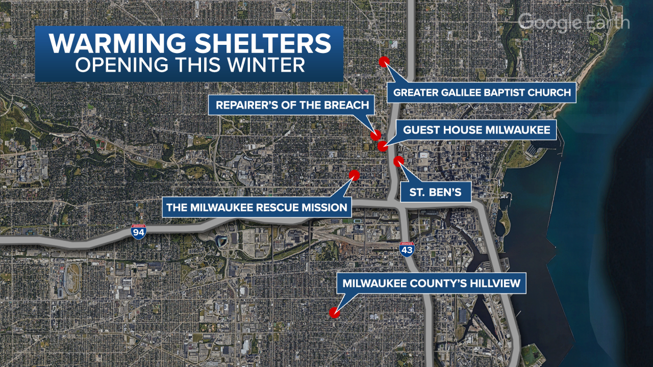 Warming Shelters Opening Map