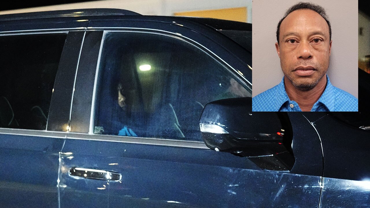 Tiger Woods leaves the Martin County Sheriff's Office jail facility following his involvement in a car crash where he was arrested on a DUI charge on Friday, March 27, 2026 (AP Photo/Jim Rassol)