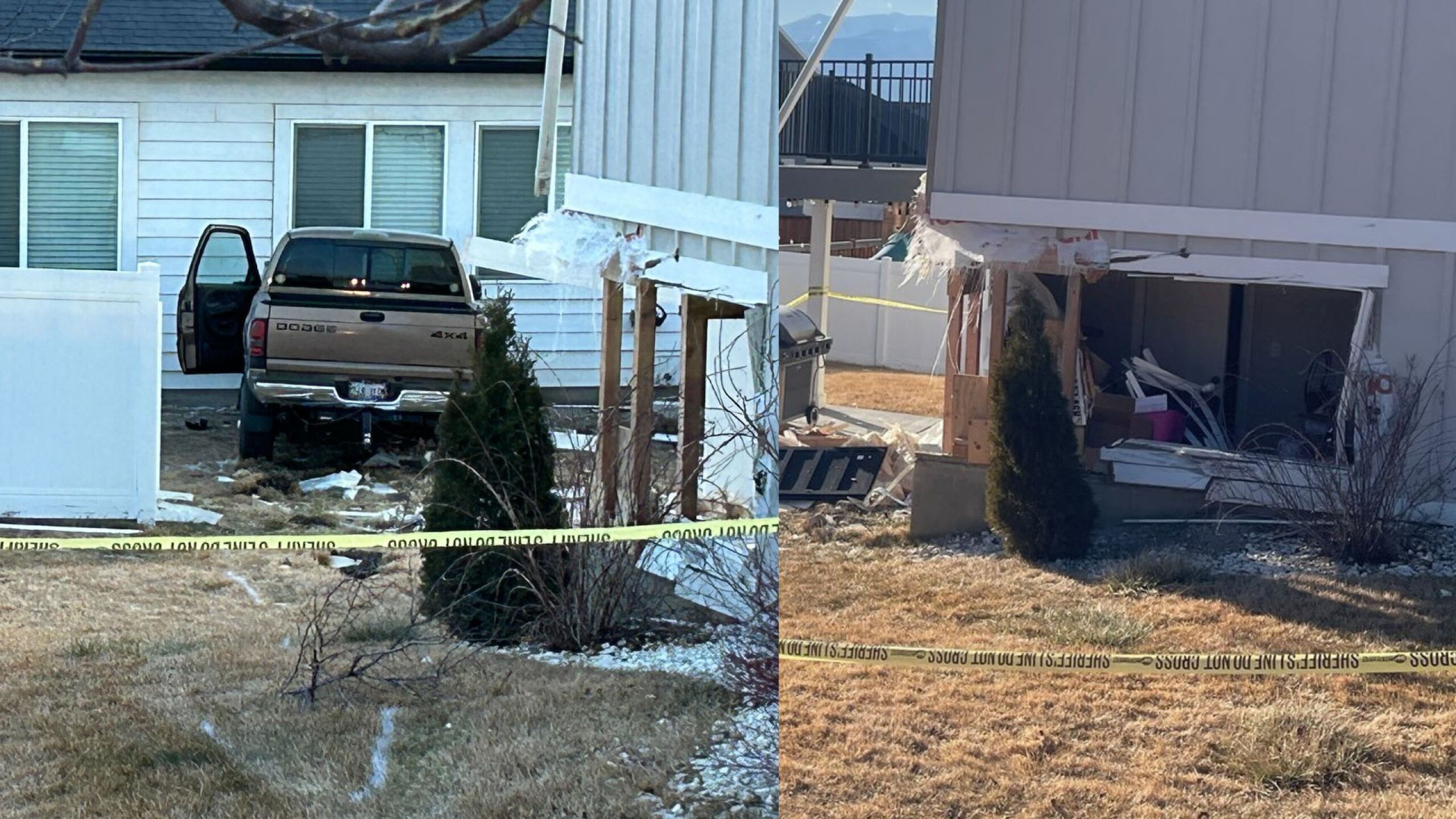 Man dies after crashing truck into Eagle Mountain homes
