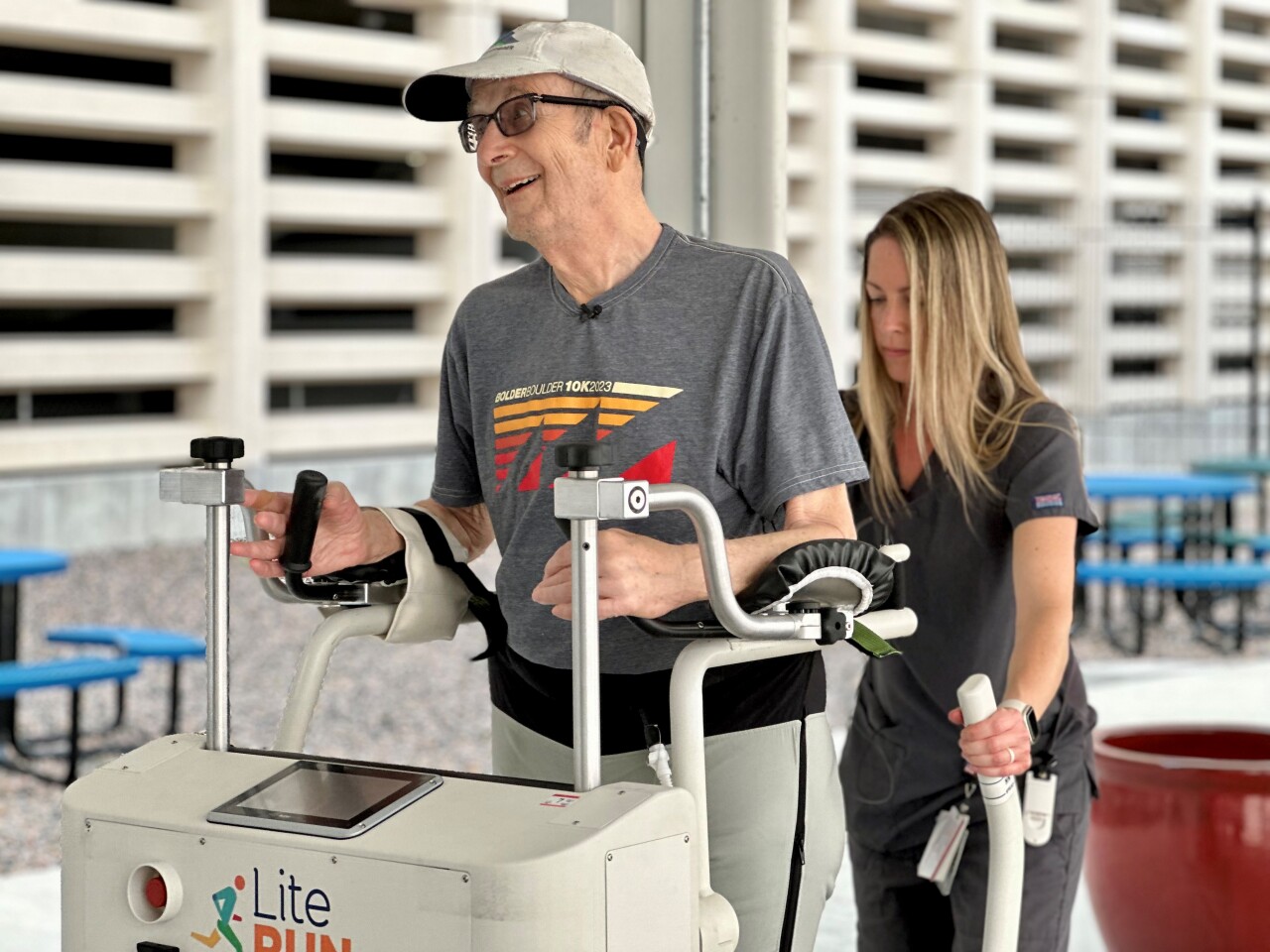 Mark Maloney trains with a Lite Run Machine