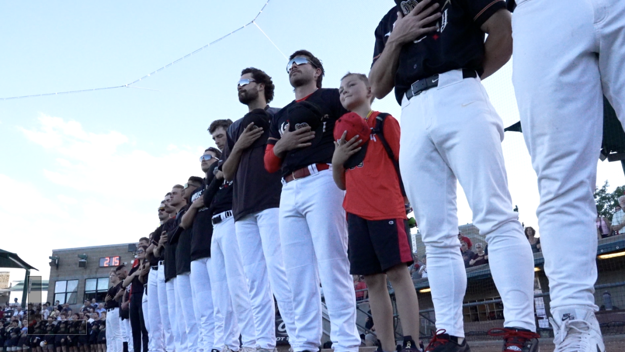 Matty lines up with the Billings Mustangs