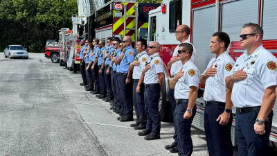 St. Lucie County Fire District employees mourn the loss of Austin Hodge, a firefighter paramedic and nine-year veteran of the agency, who died on Oct. 24, 2026.