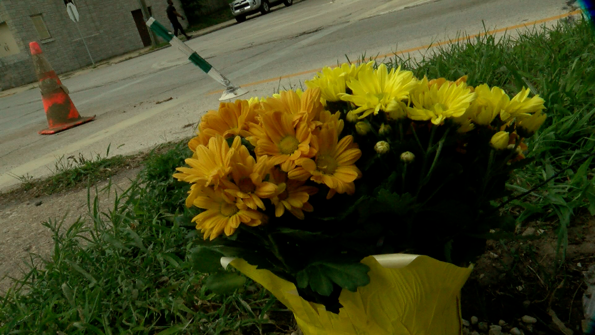 Flowers at the scene left by family of Hernandez Lopez. 