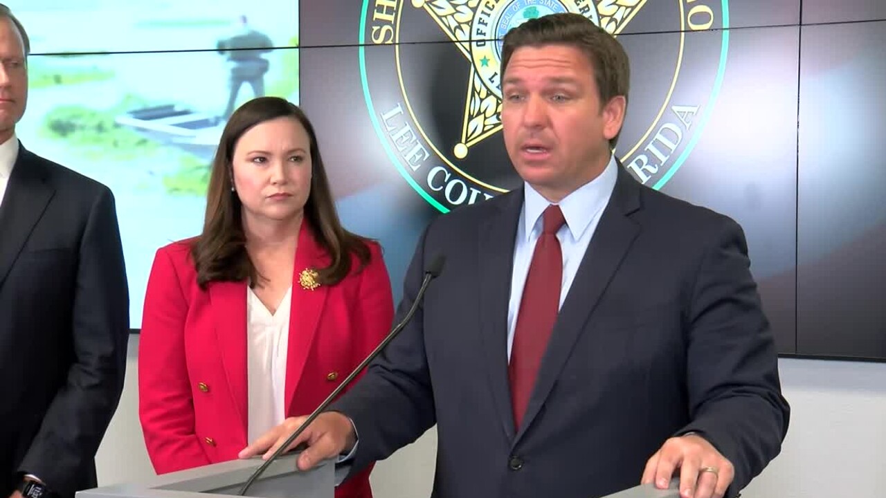 Florida Gov. Ron DeSantis holds a news conference at the Lee County Sheriff's Office in Fort Myers on Sept. 28, 2021.jpg
