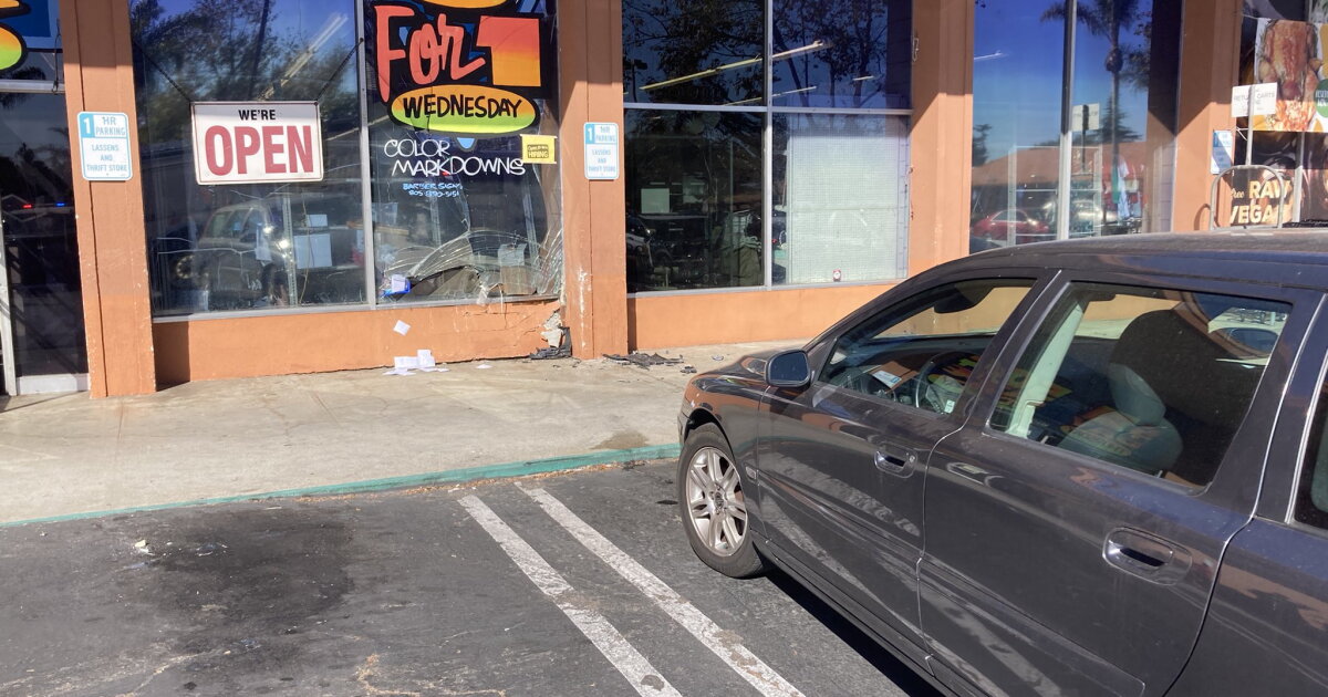 2 people injured after vehicle crashes into business in Goleta