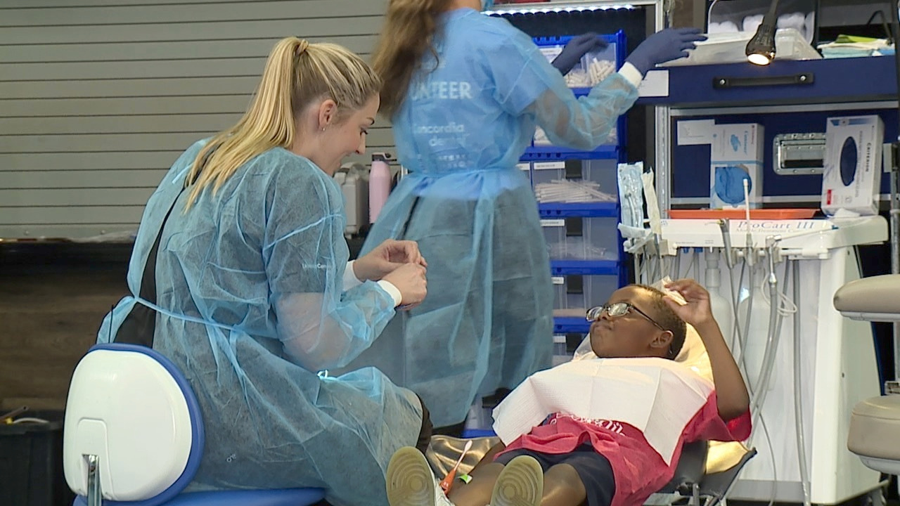 Dozens of children get free dental care at clinic at Tropicana Field