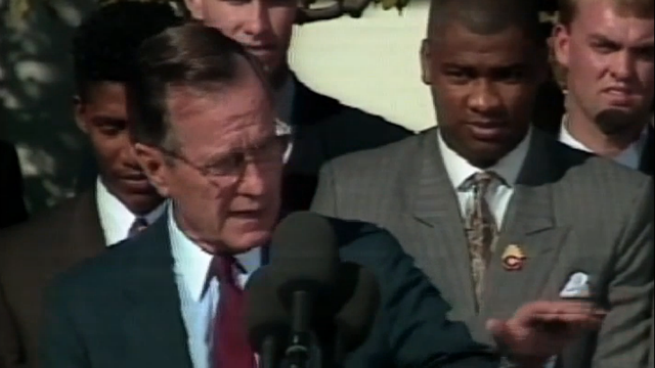 George W. Bush Reds George H.W. Bush showed his 'kinder, gentler' side in Cincinnati