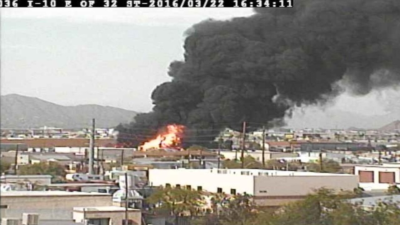 PHOTOS: Fire burns at PHX recycling plant