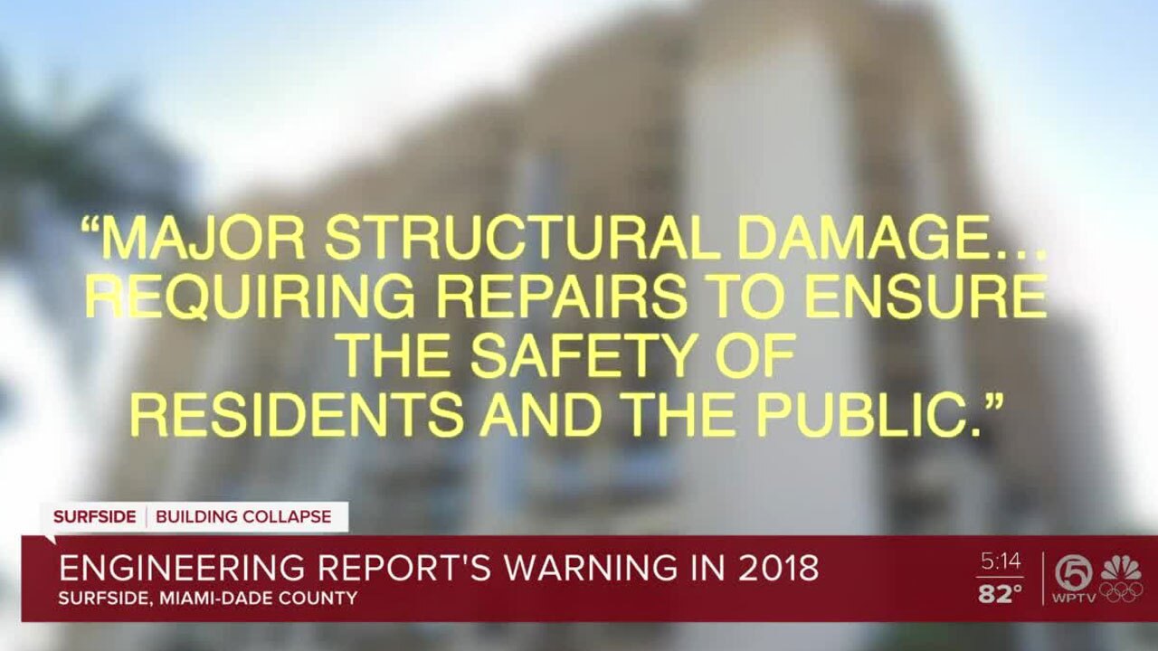 Major structural damage report in 2018 on Surfside condo