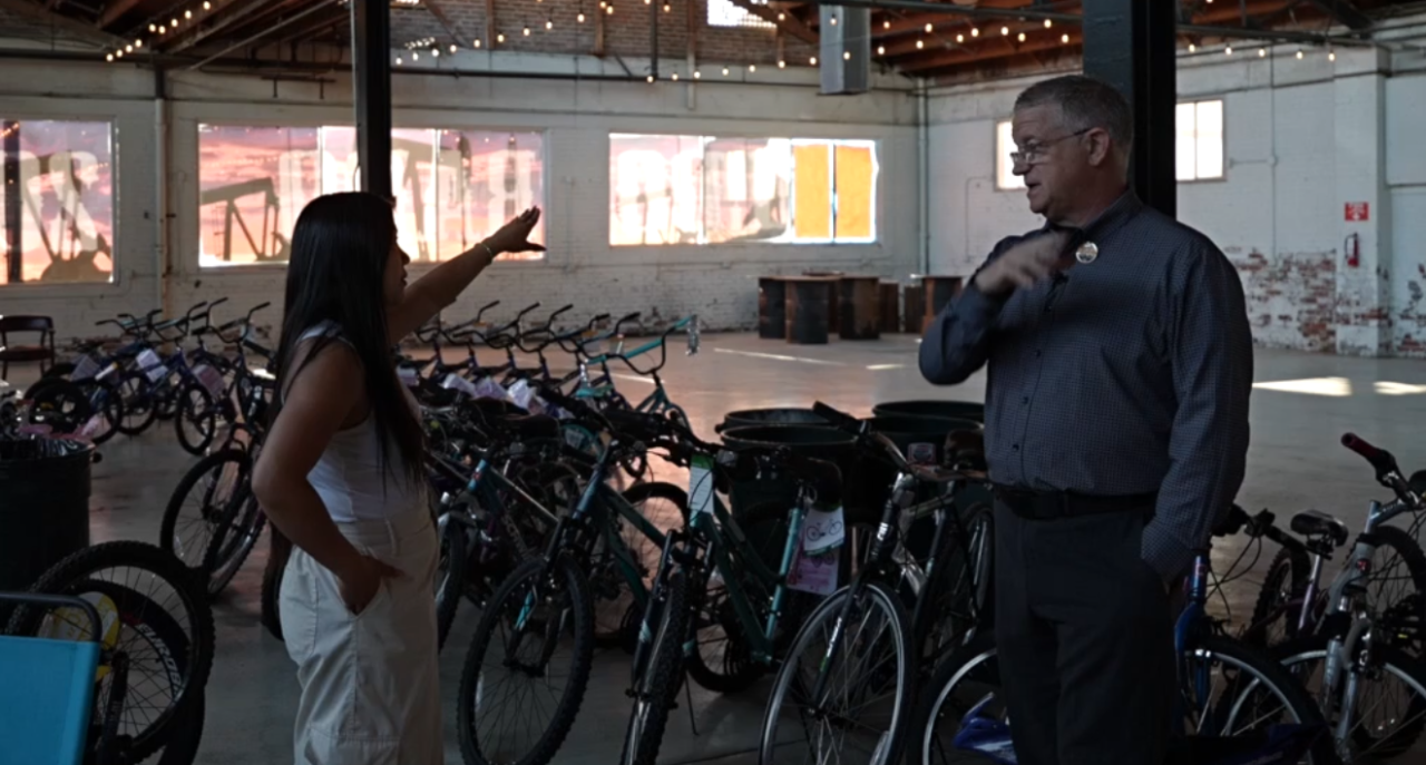Neighborhood News Reporter Raquel Calo interviewing Steven McDaniel, the president of the Taft Kiwanis
