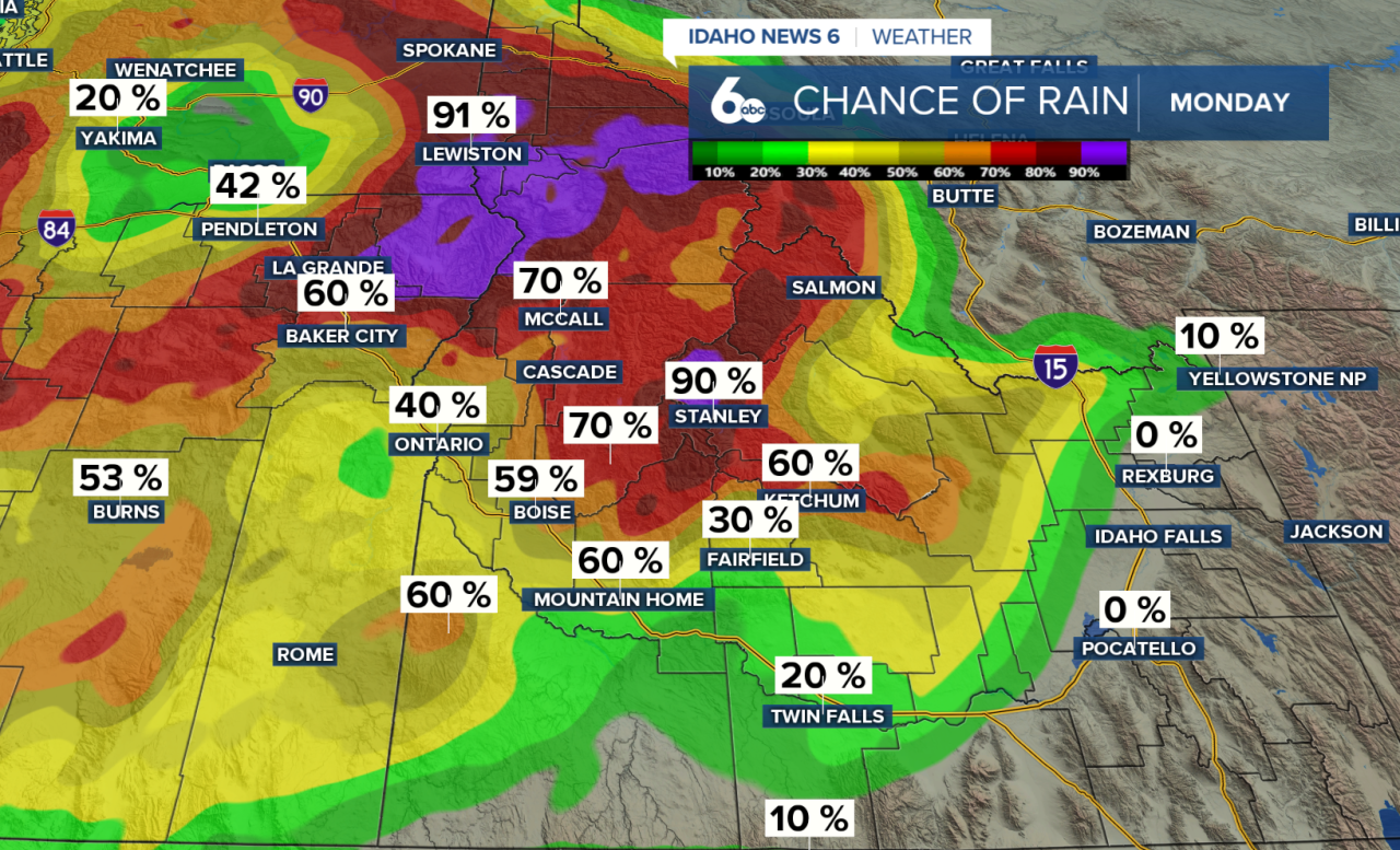Chance of precipitation Monday
