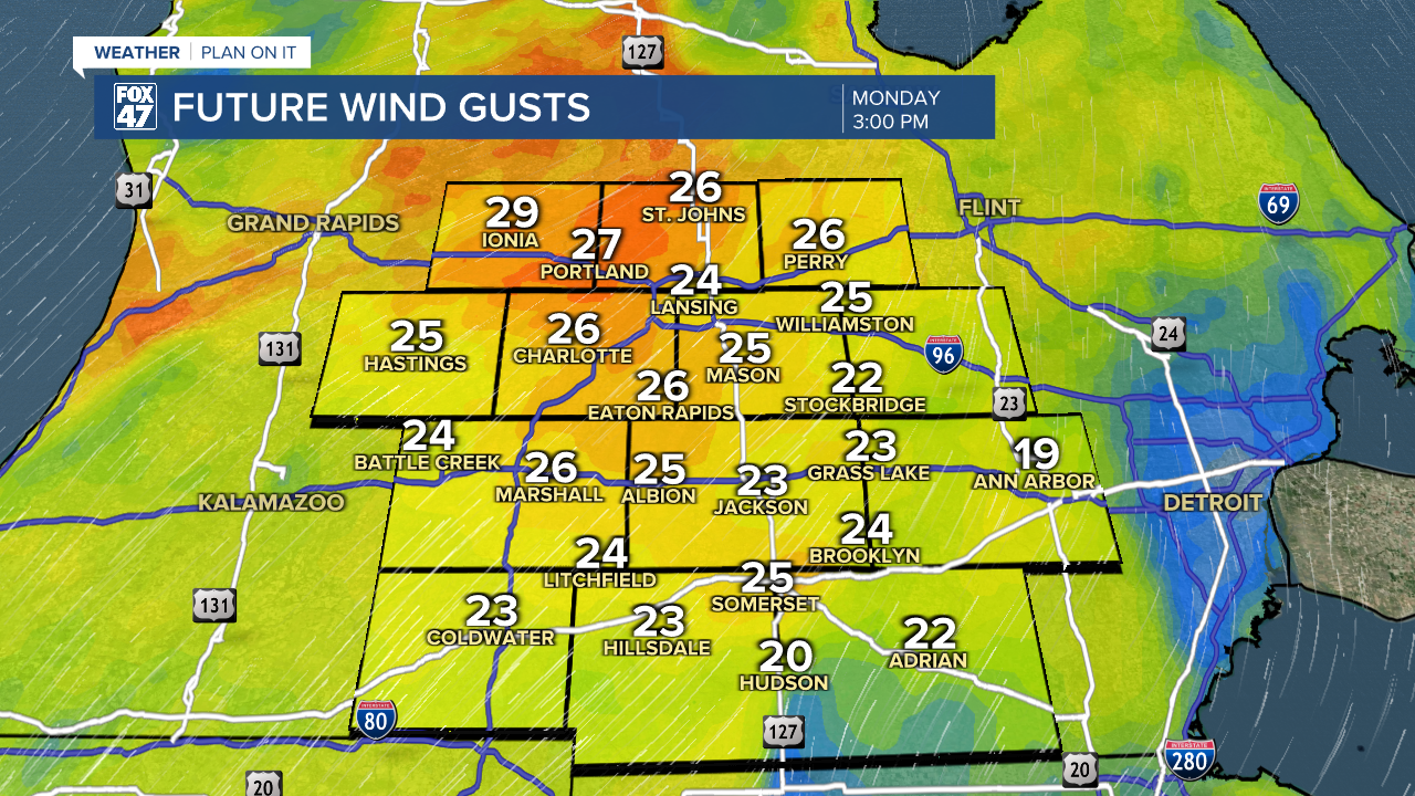 Winds could gust up to 30 mph today out of the southwest aiding in the continued spring like warmth