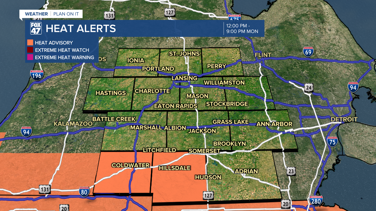 Heat Advisory in Hillsdale County Tuesday