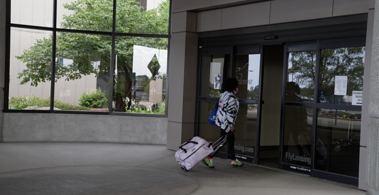 Walking into the airport