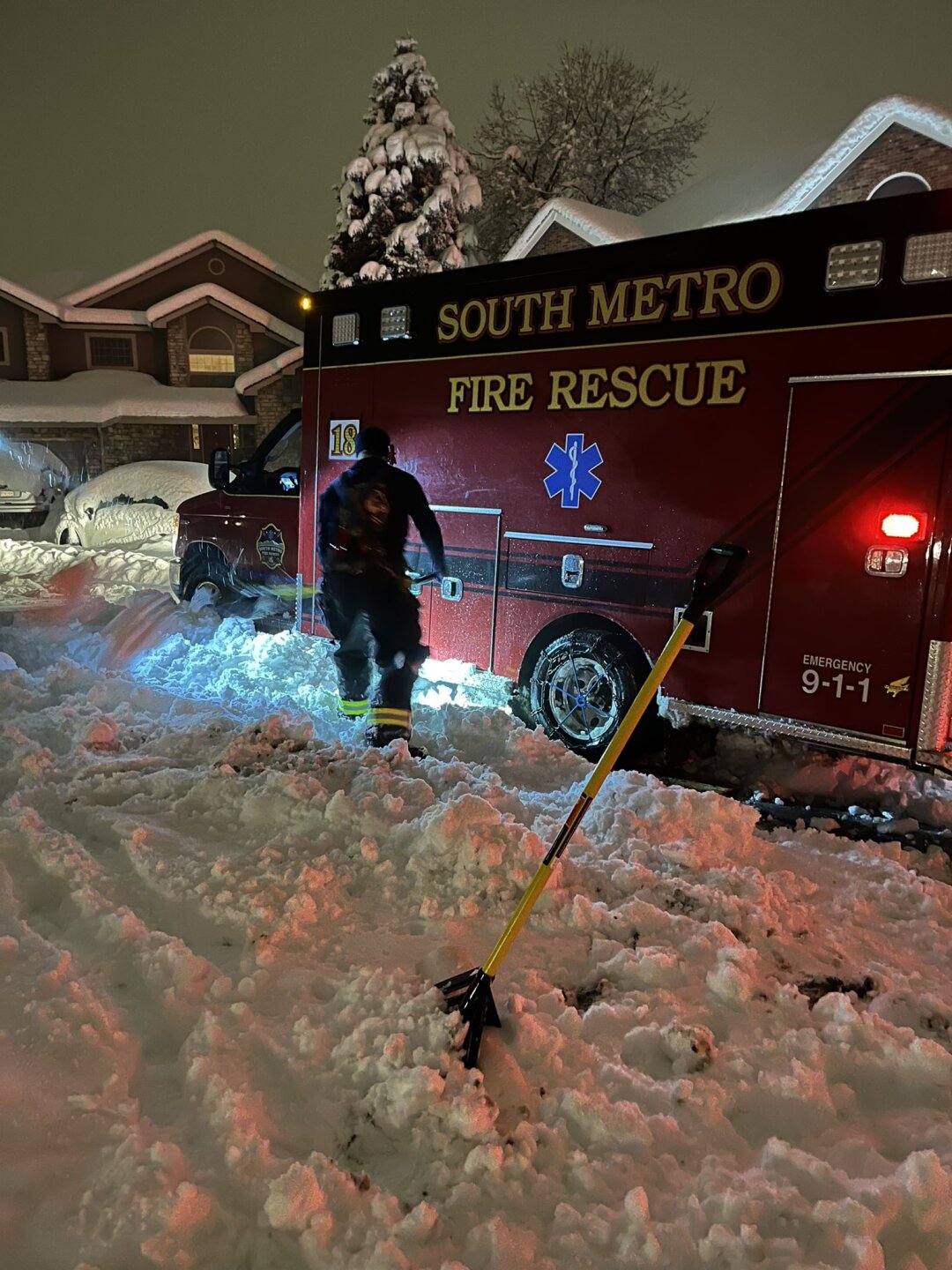 South Metro Fire Rescue (SMFR) vehicles stuck in snow 3-14-24