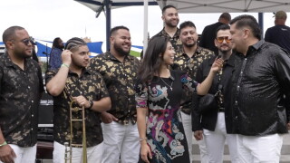 MTN's Cynthia Carranza interviews Orquesta Cambalache ahead of their performance.