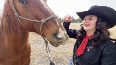 Kaylee spends at least 6 hours a day working with her horses