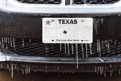 Toned,Photo,Frozen,Texas,License,Number,With,Icicles.,Icy,Frosty