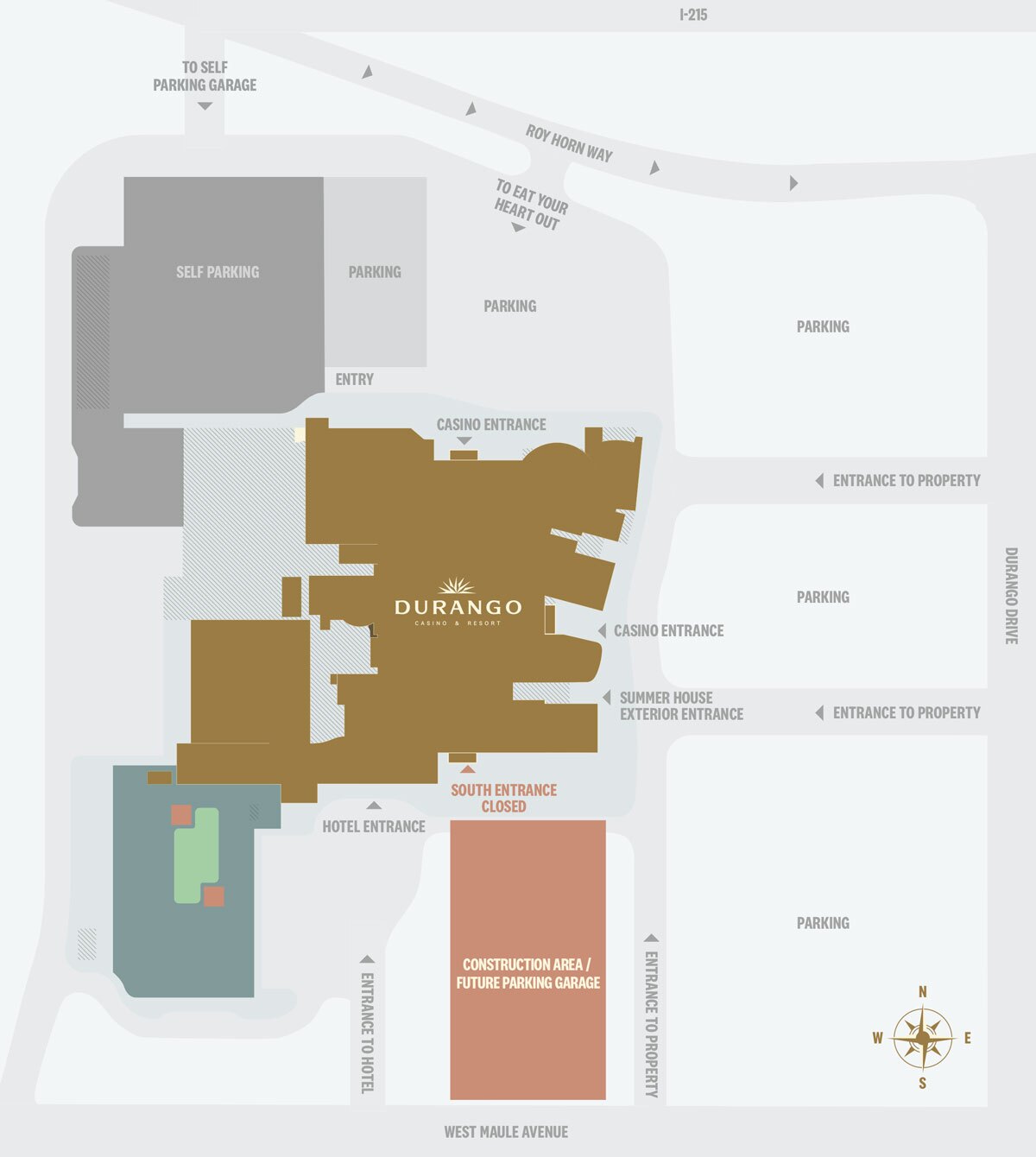 Parking garage map at the Durango Casino & Resort
