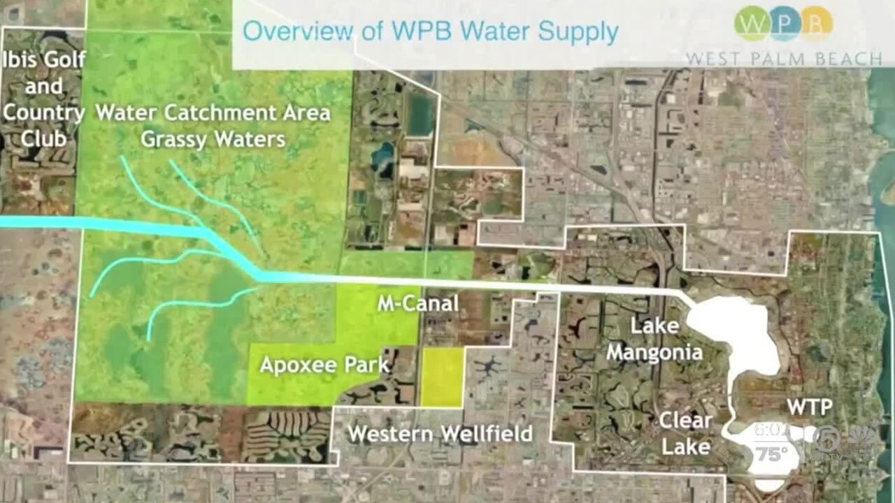 Map for the water supply in West Palm Beach