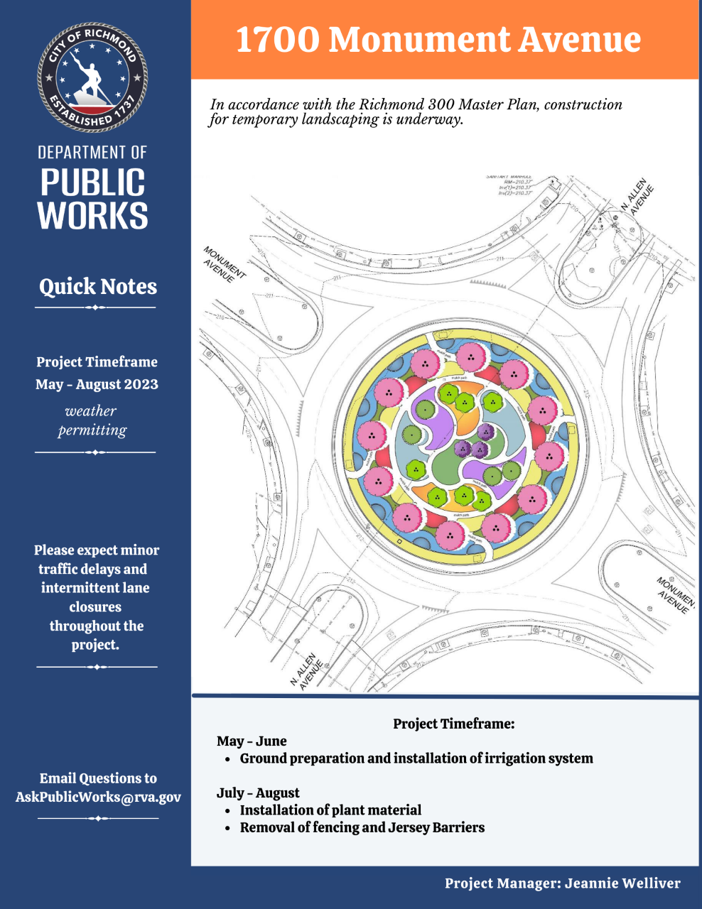 Design of landscaping at Lee circle