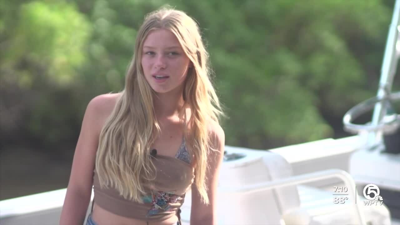 Olivia Scroggie remembers fending off sharks in Bahamas