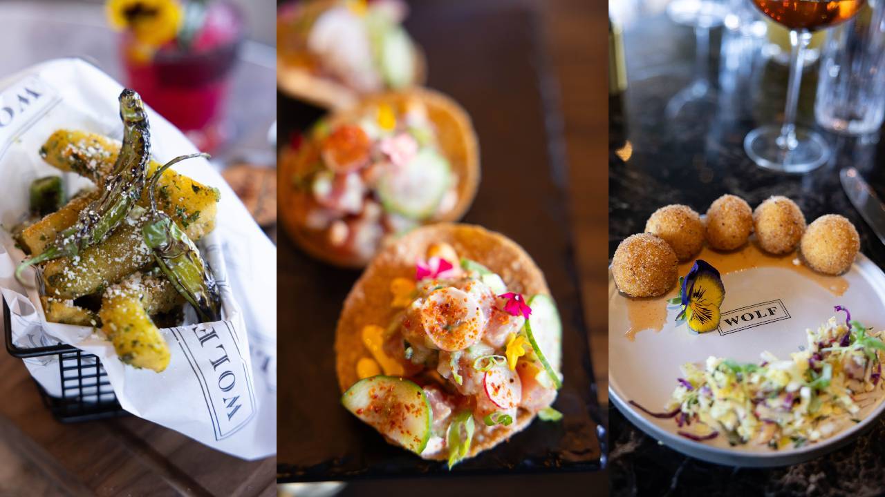 Yucca Fries, Tuna Tostadas, and Goat Cheese Balls.