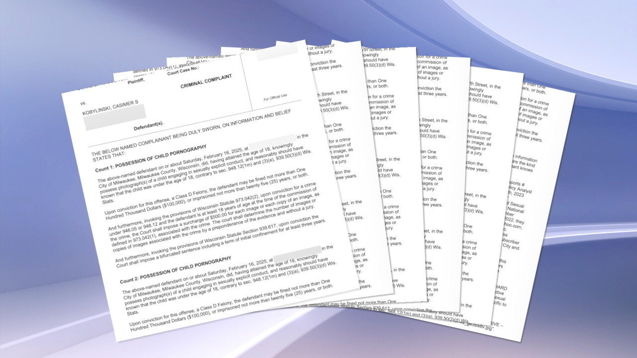 Milwaukee County court documents explain Kobylinski's charges for possessing child pornography