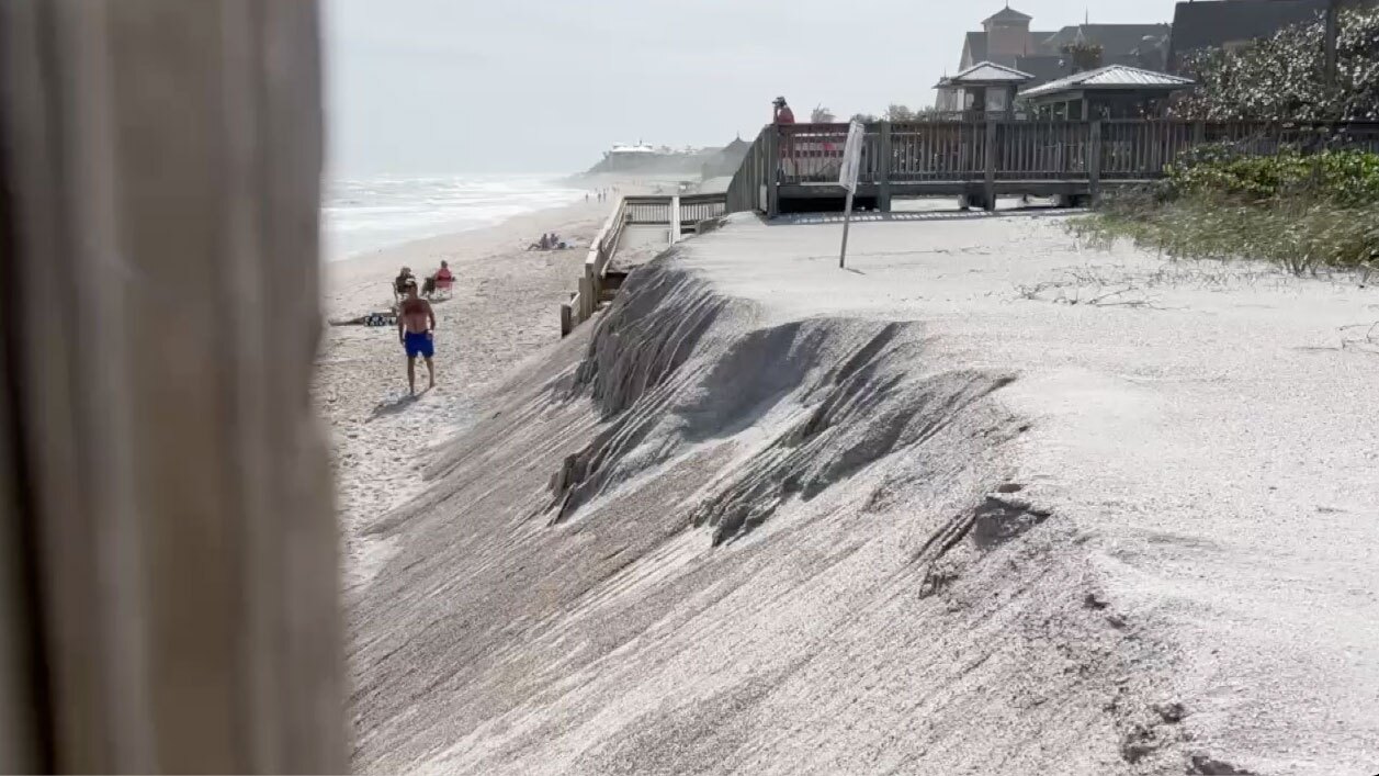 Beach erosion has caused steep cliffs on beaches in Indian River County.