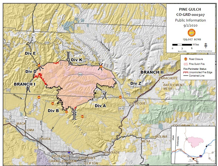 Pine Gulch Fire map_Aug 2 2020