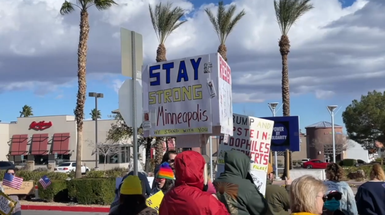 Protesters gather at Boca Park to voice concerns over immigration enforcement