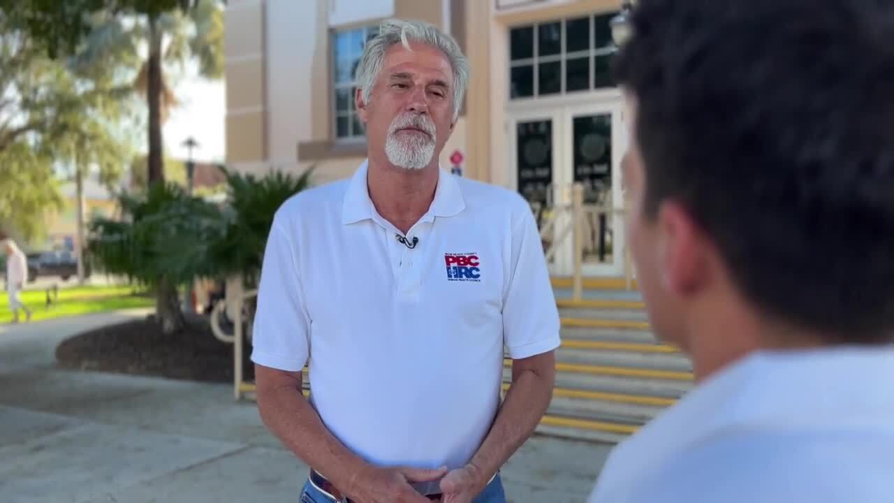 Rand Hoch, with Palm Beach County Human Rights Council, said: "We want to let people know you that are welcome here, if you're gay, lesbian or trans." Sept. 5, 2023.