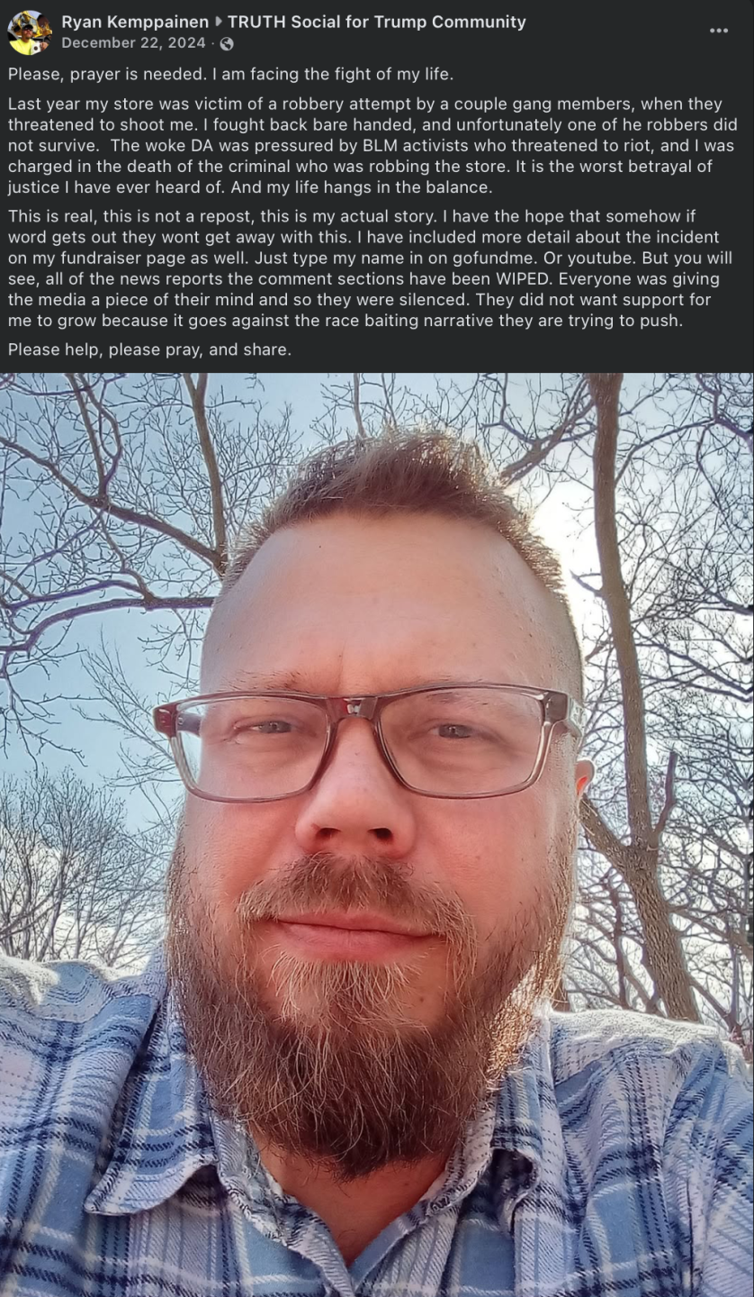 Carl Kemppainen's Facebook post