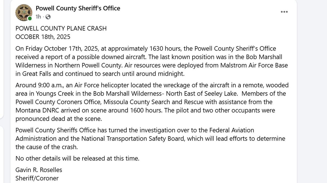3 people dead after small plane crashes in Montana