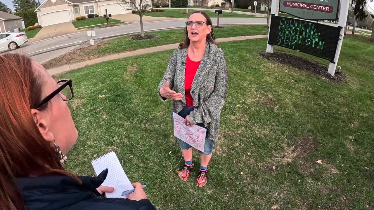 Homeowner Gayle Wills talks to News 5 reporter Michelle Jarboe about fighting a data center in Perry Village.