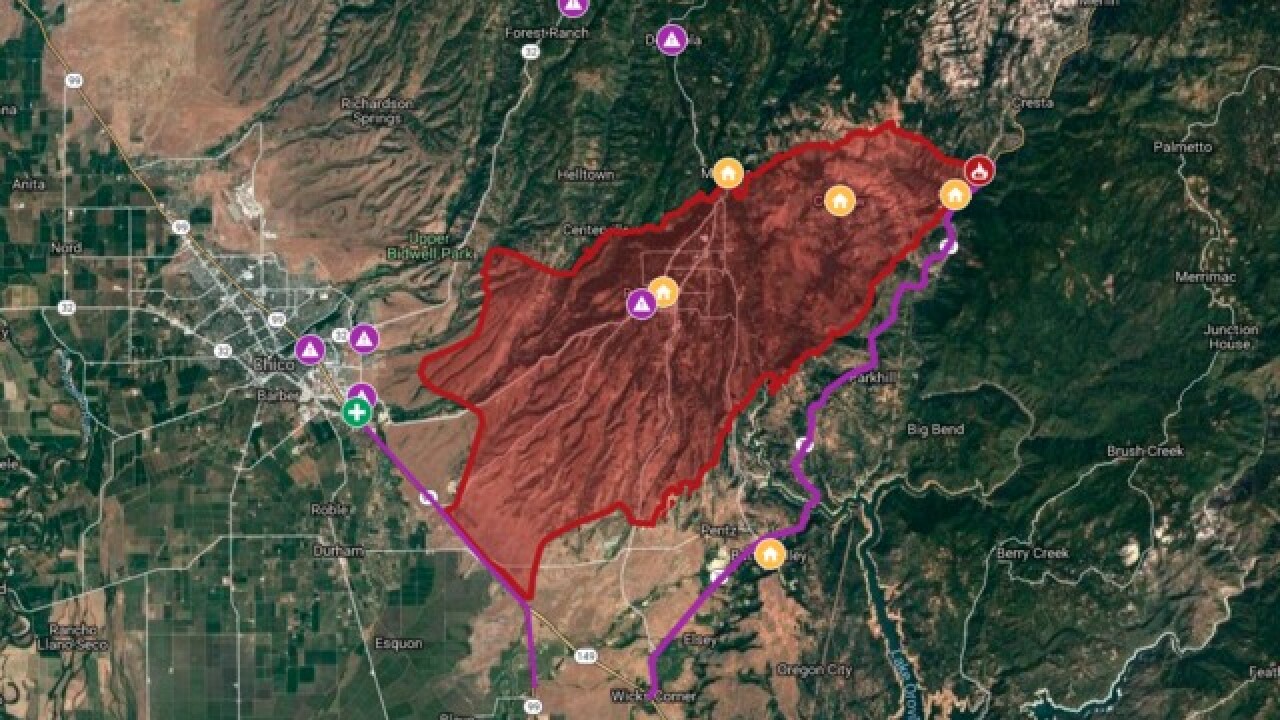 Camp Fire Map New Hot Spots Near Lake Oroville Highway 70