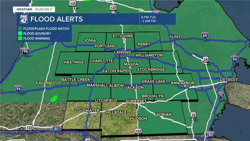 Flood Watch issued across Michigan in effect at 8 PM Tuesday evening