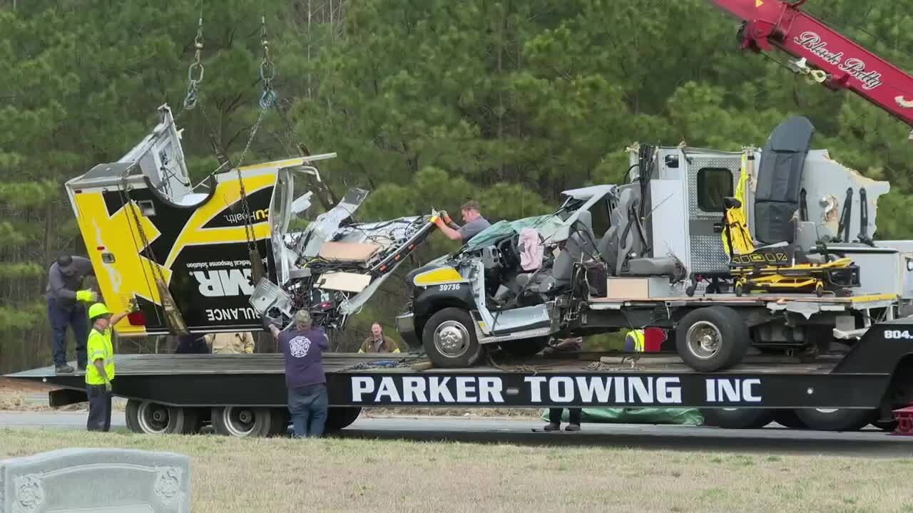 A Virginia EMT was killed when a dump truck collided with his ambulance on Route 360 in King and Queen County